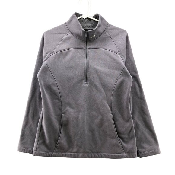 Under Armour Fleece Pullover Womens M 1/2 Zip Gray Loose Mock Neck Sweatshirt - Picture 1 of 12